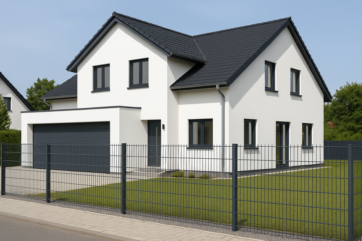 Doppelstabmattenzaun 8/6/8, Anthrazit / Schwarz / Moosgrün