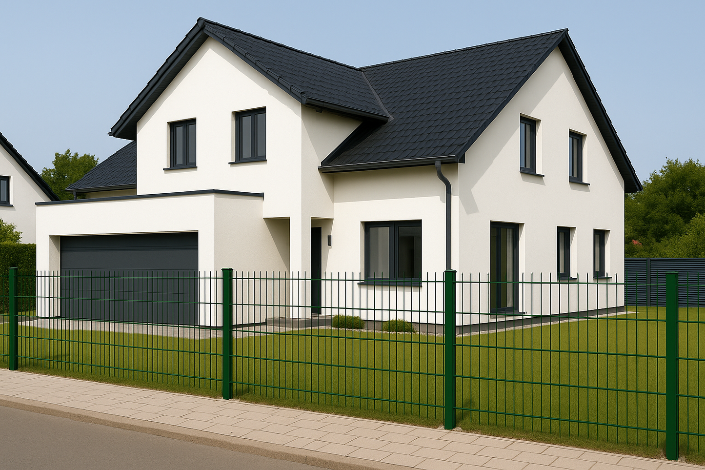Doppelstabmattenzaun 6/5/6 Anthrazit / Schwarz / Moosgrün