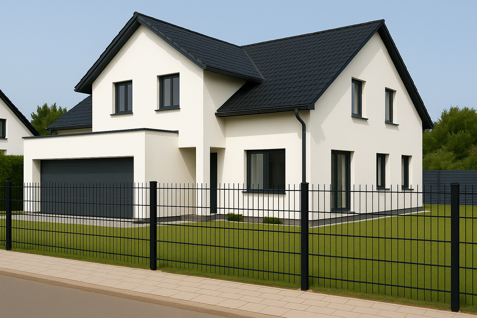 Doppelstabmattenzaun 6/5/6 Anthrazit / Schwarz / Moosgrün