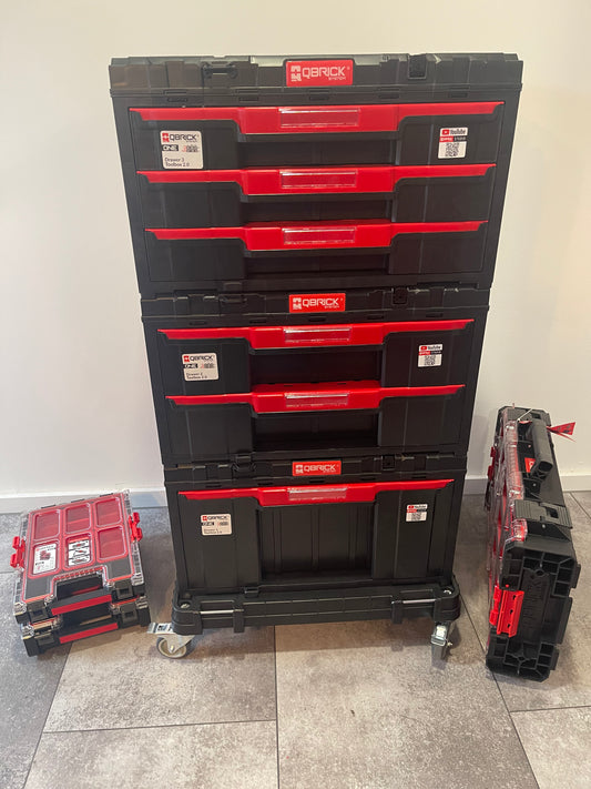 Qbrick System One 2.0 schwarz Set (3 Toolboxen 1-3 Drawer + Organizer M + Organizer M Plus + Organizer XL + Transport Plattform)