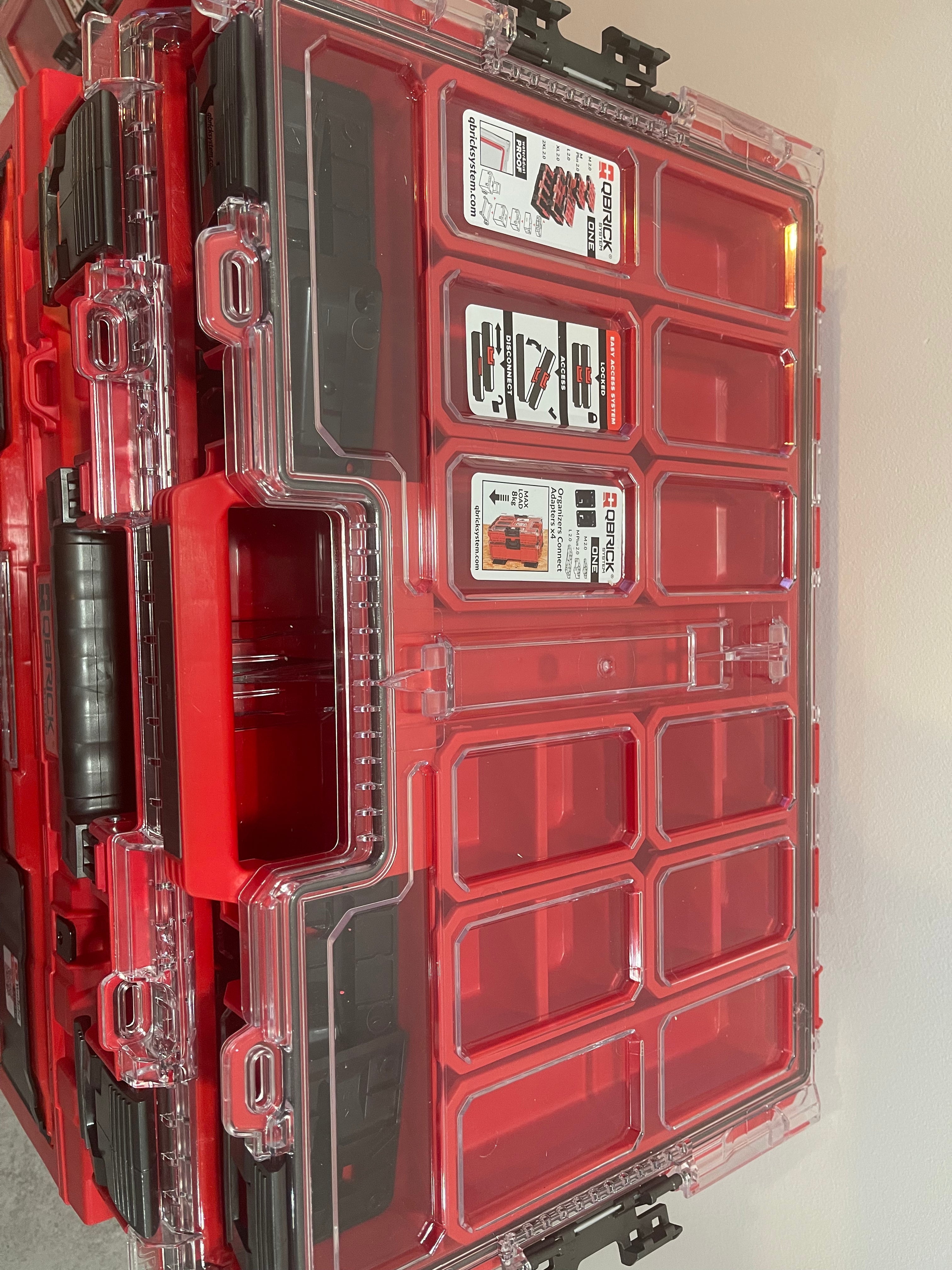 QBrick System ONE 2.0 Red Set (Drawer 2 Toolbox + Transportplatform + Organizer XL Long Bin + Organizer L + Organizer M Plus + ORGANIZER L)
